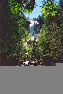 Waterfall, rocks and green