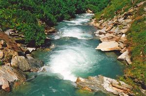 Turquoise stream in Engadin