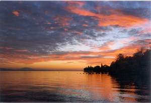 Sunset over Buchillon Lake